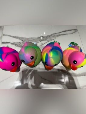 Rainbow Tye dye  squeezey Squishy Duck Toy for Kids - Multicolor